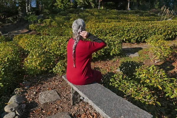 Unrecognizable Mature Woman Monte Verita Tea Plantation — Stock Photo, Image