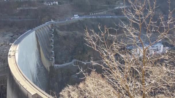 Verzasca Switzerland January 2022 Verzasca Dam Left Nearly Empty — Stock Video