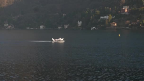 Vzlet Hydroplánu Como Lake Itálie — Stock video