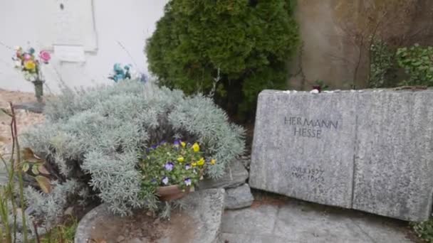 Montagnola Ελβετια Φεβρουαριου 2022 Hermann Hesse Graveyard Παγκοσμίου Φήμης Γερμανός — Αρχείο Βίντεο