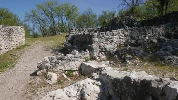 Ancient Ruins Tremona Castello Archaeological Park Switzerland — Stock video