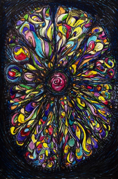 Abstract Colorful Study Rose Window — Stockfoto