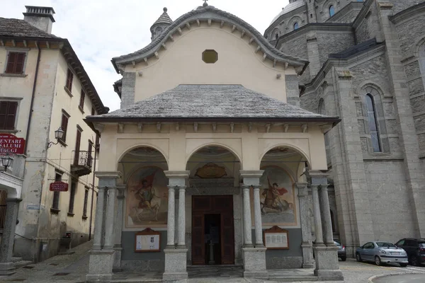 RE, ITALY - JULY 28, 2022: Exterior of the Madonna del Sangue church in the Vigezzo Valley