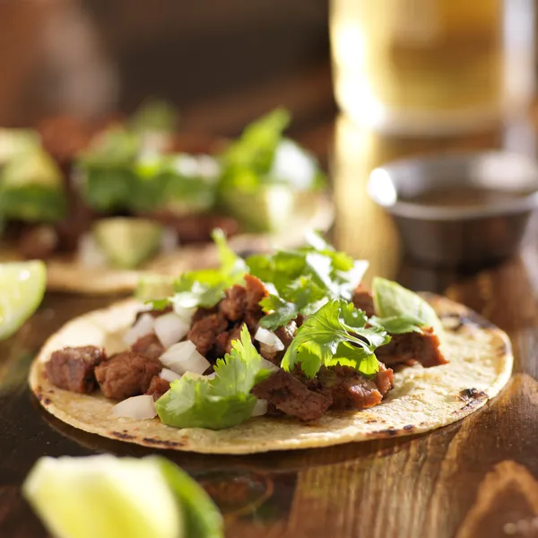 Authentic mexican tacos with beef — Stock Photo, Image