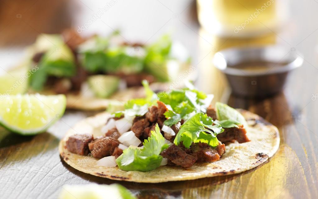 Authentic mexican tacos with beef