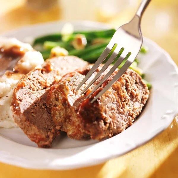 Meatloaf with a fork — Stock Photo, Image