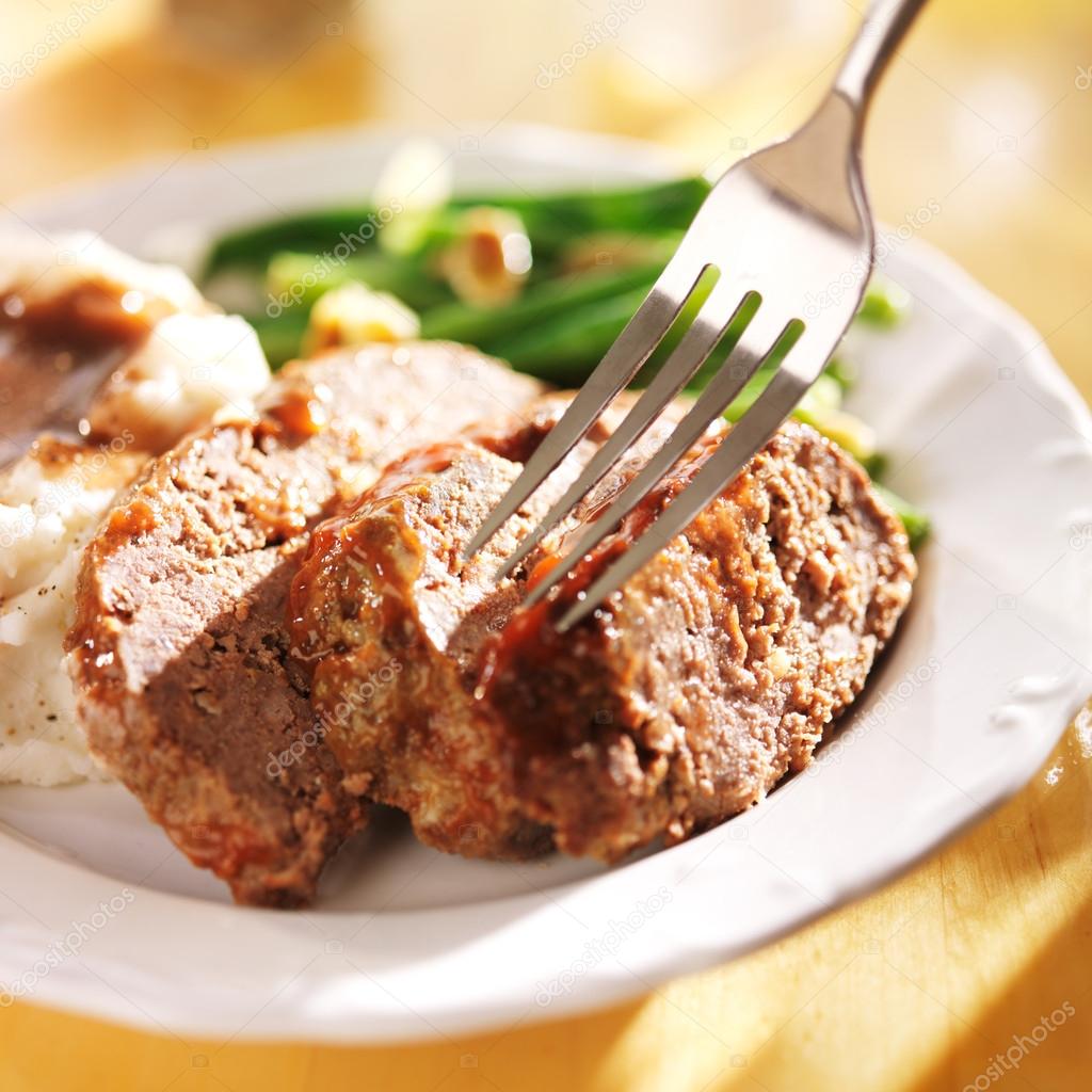 Meatloaf with a fork