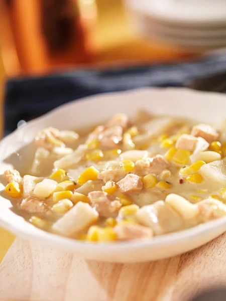 Schüssel mit Mais-Chowder — Stockfoto