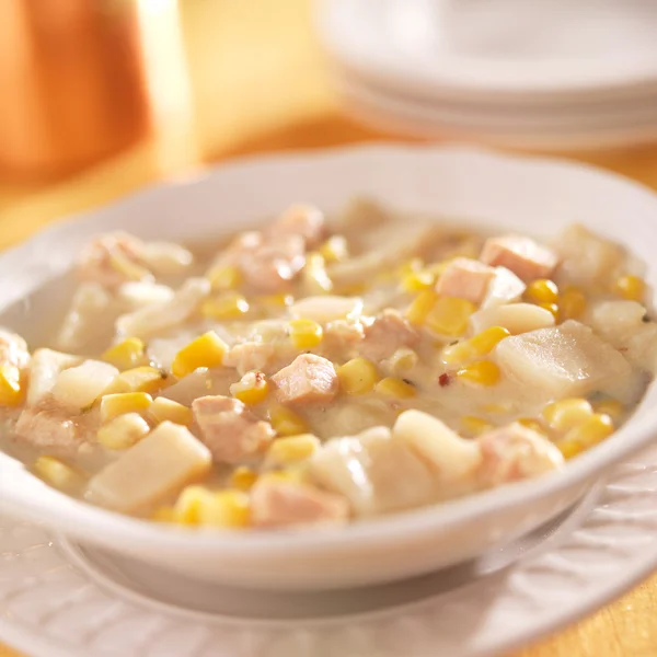 Bowl of corn chowder — Stock Photo, Image