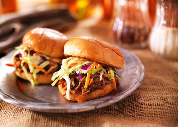Photo of two pulled pork sandwiches — Stock Photo, Image