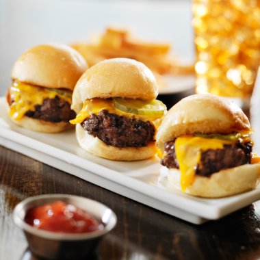 Burger sürgü eritilmiş peynir ve turşu ile