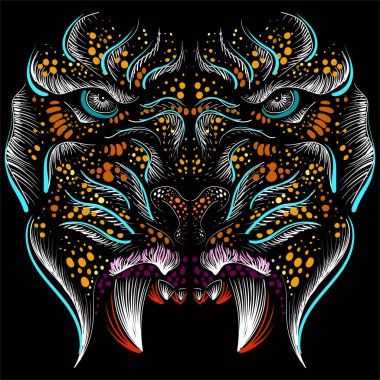 Kızgın kaplan yüzünün vektör çizimi