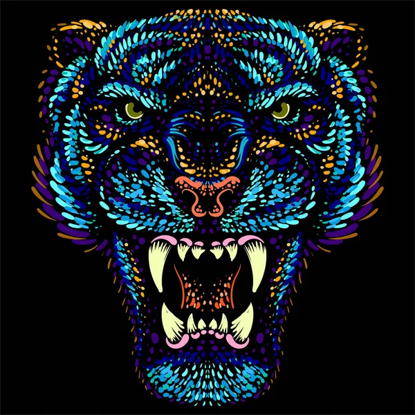 Vector Illustration Angry Tiger Face — Stockvektor