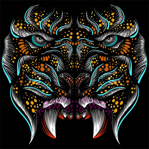 Ilustración Vectorial Cara Tigre Enojado — Vector de stock