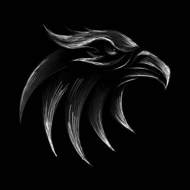 Dövme ya da tişört tasarımı için Vektör logosu. Avlanma tarzı kuzgun arka planı. Bu el çizimi siyah kumaş ya da tuval için.