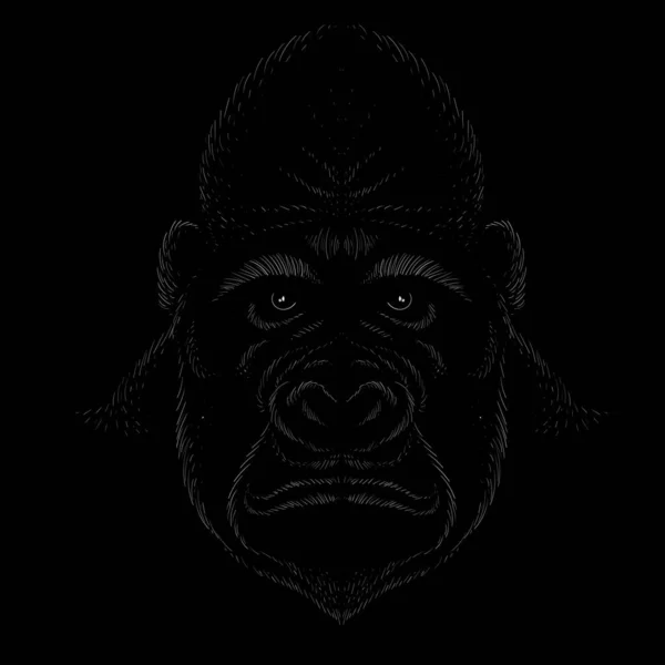 Logo Vector Mono Gorila Llamado King Kong Para Tatuajes Camisetas — Vector de stock