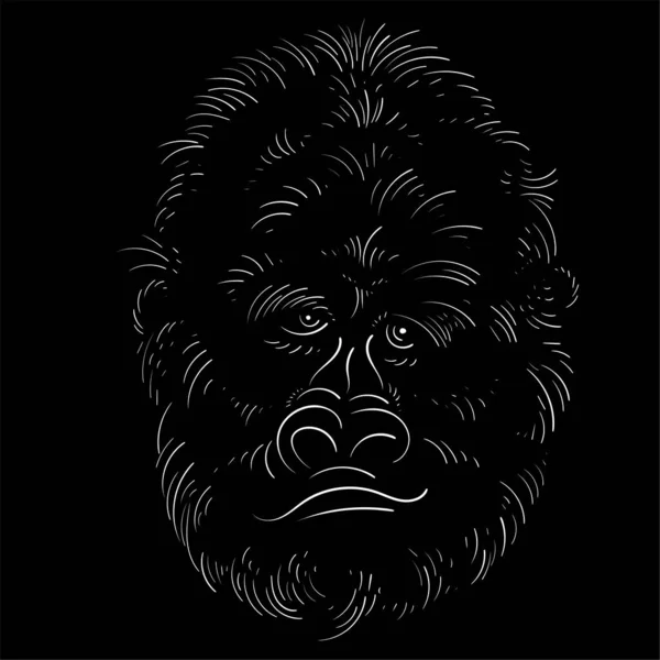 ベクターロゴは 入れ墨やTシャツのデザインや外耳のためのキングコングという名前の猿やゴリラです かわいいプリントスタイル猿やゴリラキング香港背景という名前 — ストックベクタ