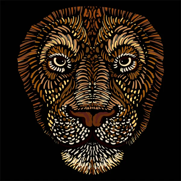 Vector Logo Lion Tattoo Shirt Print Design Outwear Hunting Style — Stock Vector