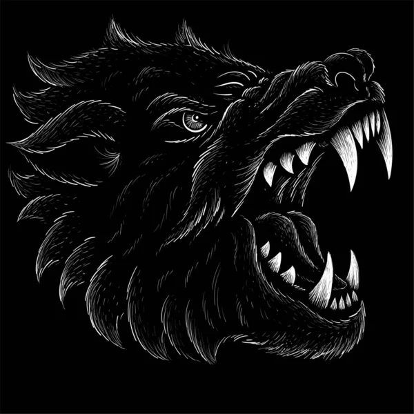 Pies Lub Wilk Logo Vectora Projektowania Tatuaży Lub Shirtów Lub — Wektor stockowy
