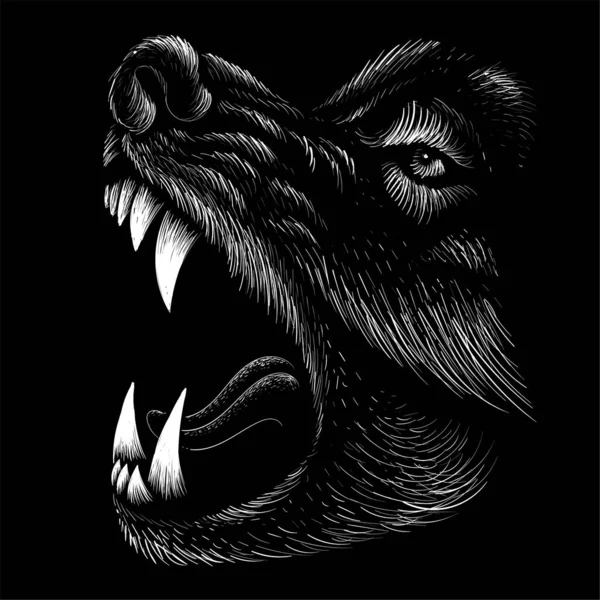 Cão Vector Lobo Para Tatuagem Design Camiseta Roupa Interior Bonito — Vetor de Stock