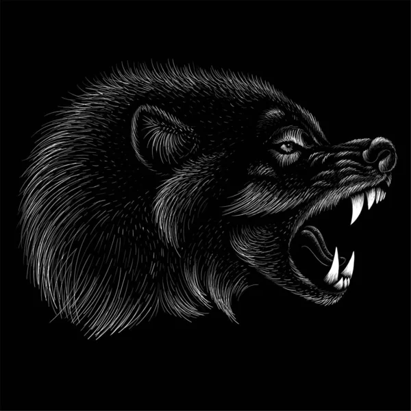 Perro Vector Lobo Para Tatuajes Camisetas Diseño Outwear Lindo Estilo — Archivo Imágenes Vectoriales