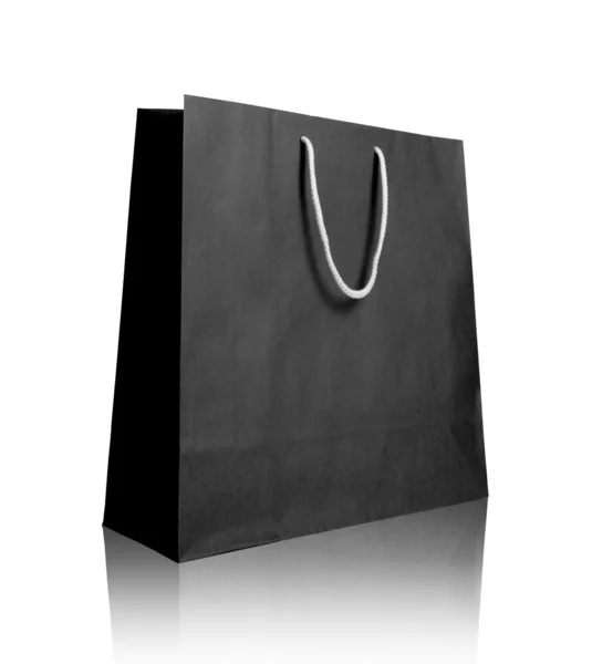 Black recycle paper shopping bag — Stock Photo, Image