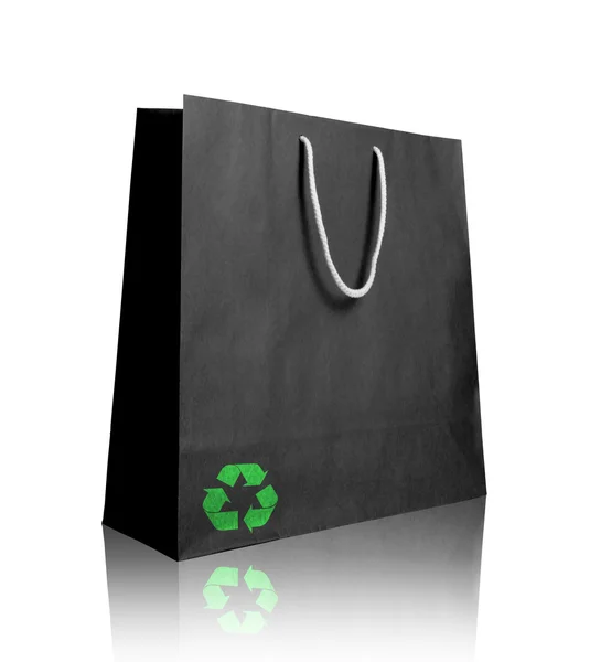 Black recycle paper shopping bag — Stock Photo, Image