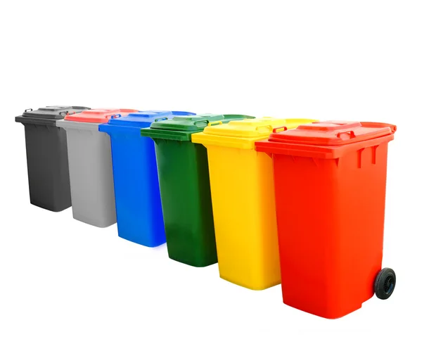 Colorful Recycle Bins Isolated — Stock Photo, Image