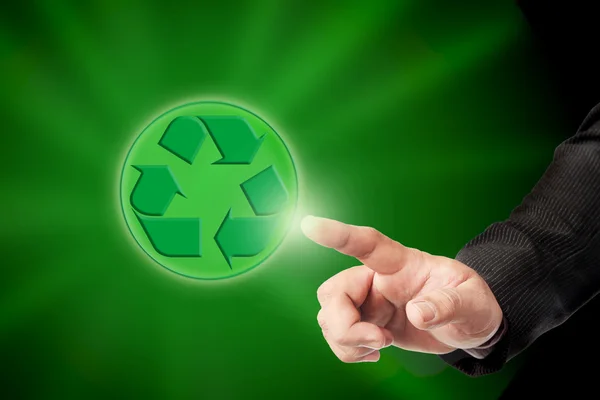 Men hand hold recycle sign — Stock Photo, Image