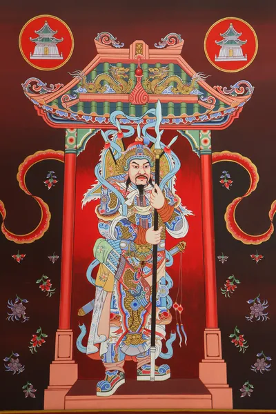 Tradition Chinese painting on door in Chinese temple — Stock Photo, Image