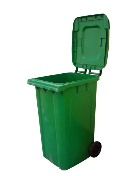 Lixo de plástico verde com caminho de recorte — Fotografia de Stock