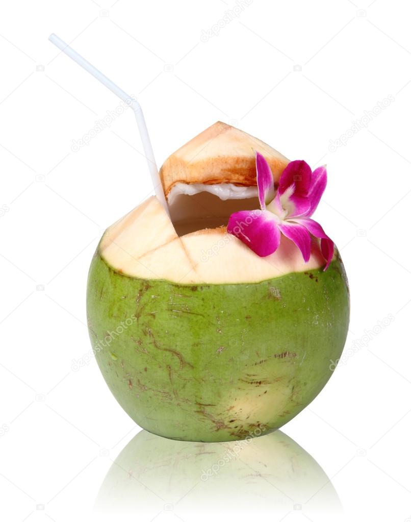 Green coconut, clipping path.