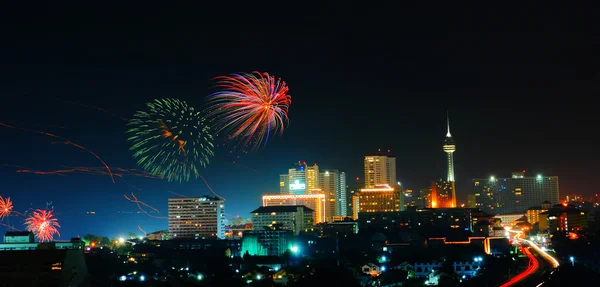 Notte Pattaya città della Thailandia — Foto Stock