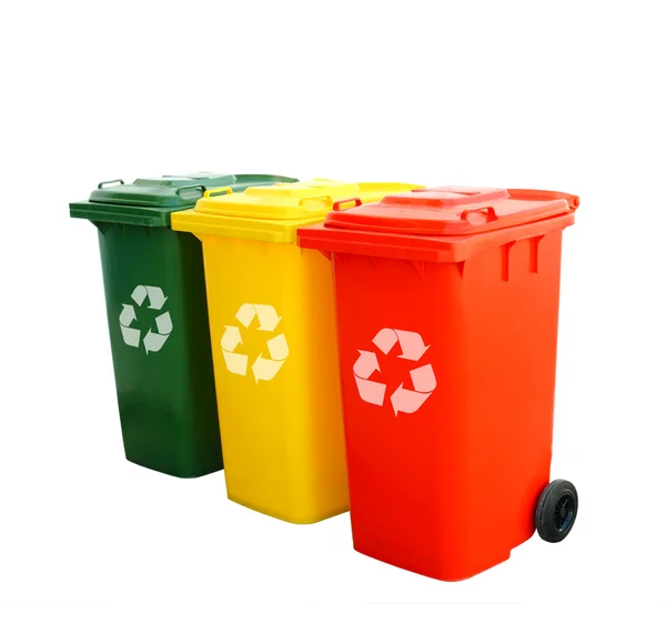 Caixas de reciclagem coloridas isoladas — Fotografia de Stock