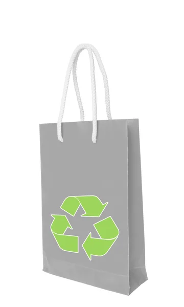 Grijze recycle papier boodschappentas — Stockfoto
