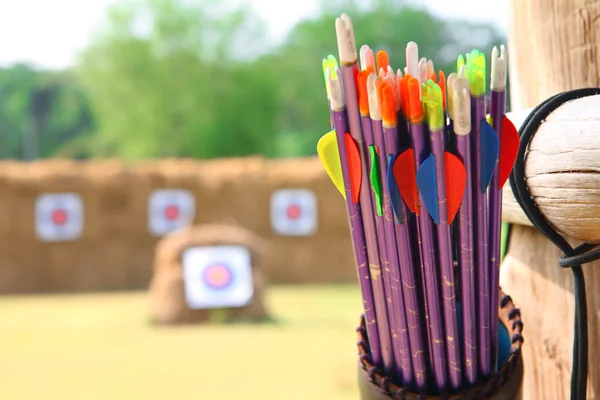 Setas e tiro com arco alvo — Fotografia de Stock