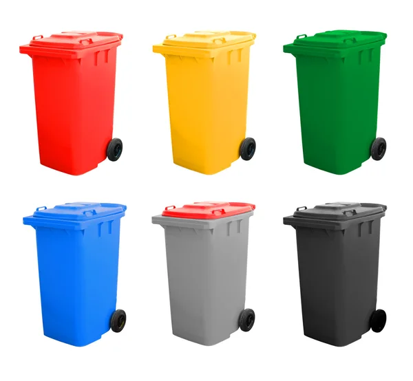 Colorful Recycle Bins Isolated — Stock Photo, Image