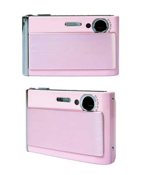Rosa kompakt kamera isolerade — Stockfoto