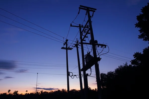 Electric network pillar with transformer — Stock Photo, Image