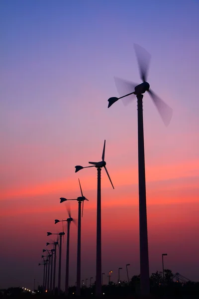 Clean energy wind turbine silhouettes — Stock Photo, Image