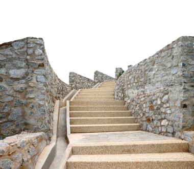 eski taş merdiven izole, kırpma yolu