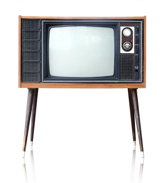 Vintage analog television isolated, clipping path. — Stock Photo, Image