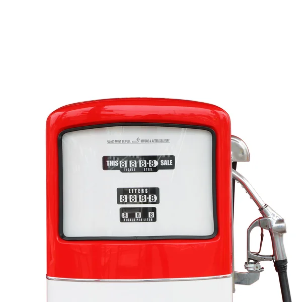 Vintage antique Gasoline fuel pump clipping path — Stock Photo, Image