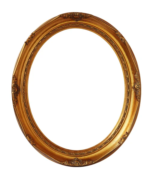 altın antika oval fotoğraf çerçevesi izole, kırpma yolu.