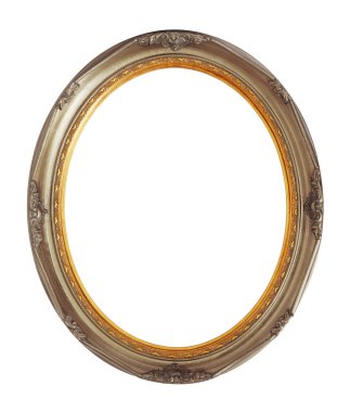 Oval bronz ahşap çerçeve izole kırpma yolu