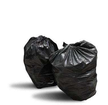 Beyaz arka plan kırpma yolu üzerinde çöp torbası