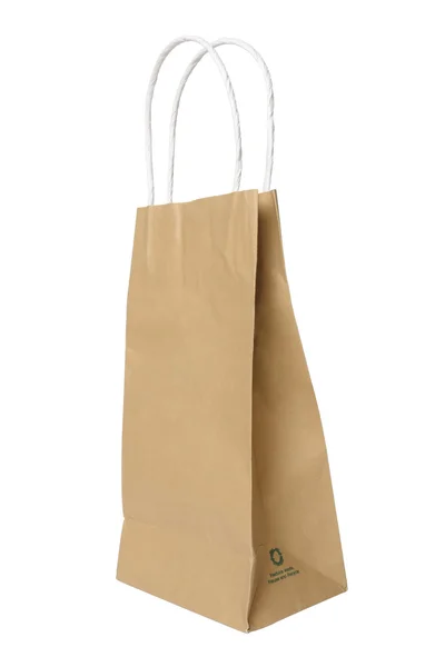Brown recycle paper shopping bag clipping path. — Stock Photo, Image