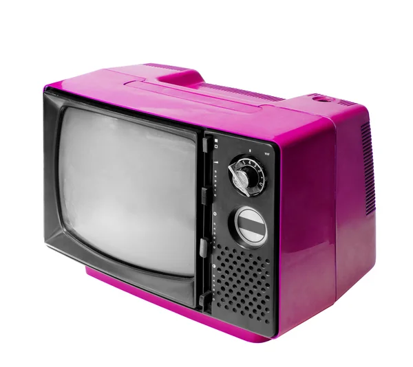 Kırpma yolu ile izole renkli vintage analog televizyon. — Stok fotoğraf