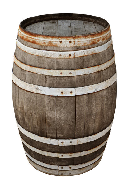 Old wood barrel isolated with clipping path