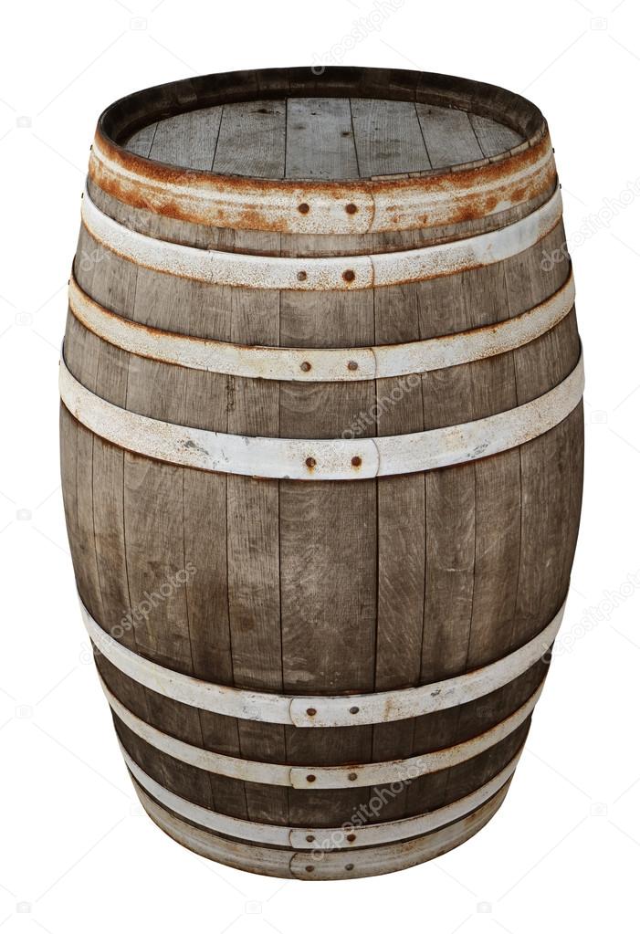 Old wood barrel isolated with clipping path